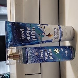 Bath and Body Works Iced Sugar Plum Body Spray and Body Cream NWT